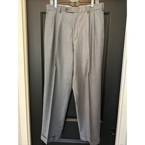 Coppley Men's Regular Fit Lightweight 100% Wool Dress Pants‎ Gray Size 34R